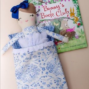 Brand NEW - handmade, cotton “Rosie Posie” doll & matching sleeping bag set